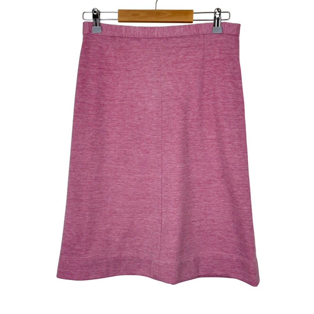 Vintage 70s Pink Textured Knit Skirt Suit Belted Blazer &‎ Midi Skirt Set Mod - Picture 10 of 12